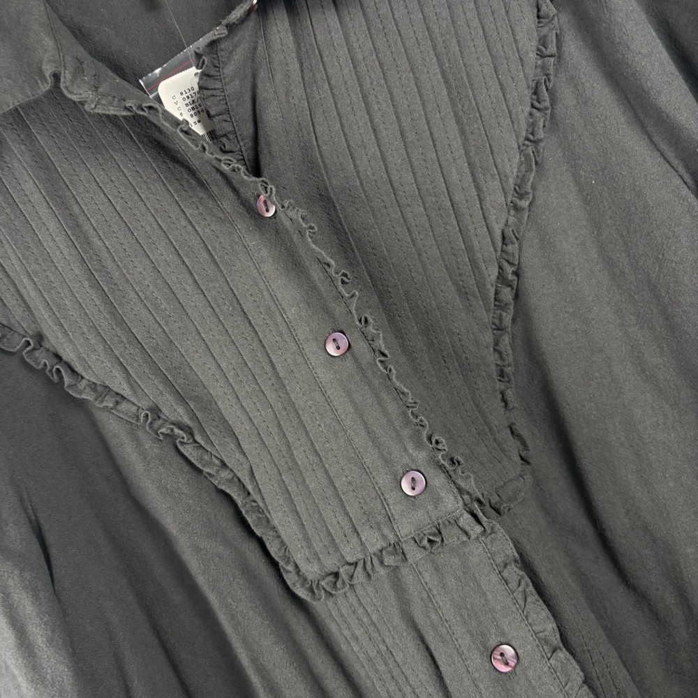NWT Free People Women’s Charcoal Gray Long Sleeve Dress, Oversized Boho, Large - Picture 9 of 15